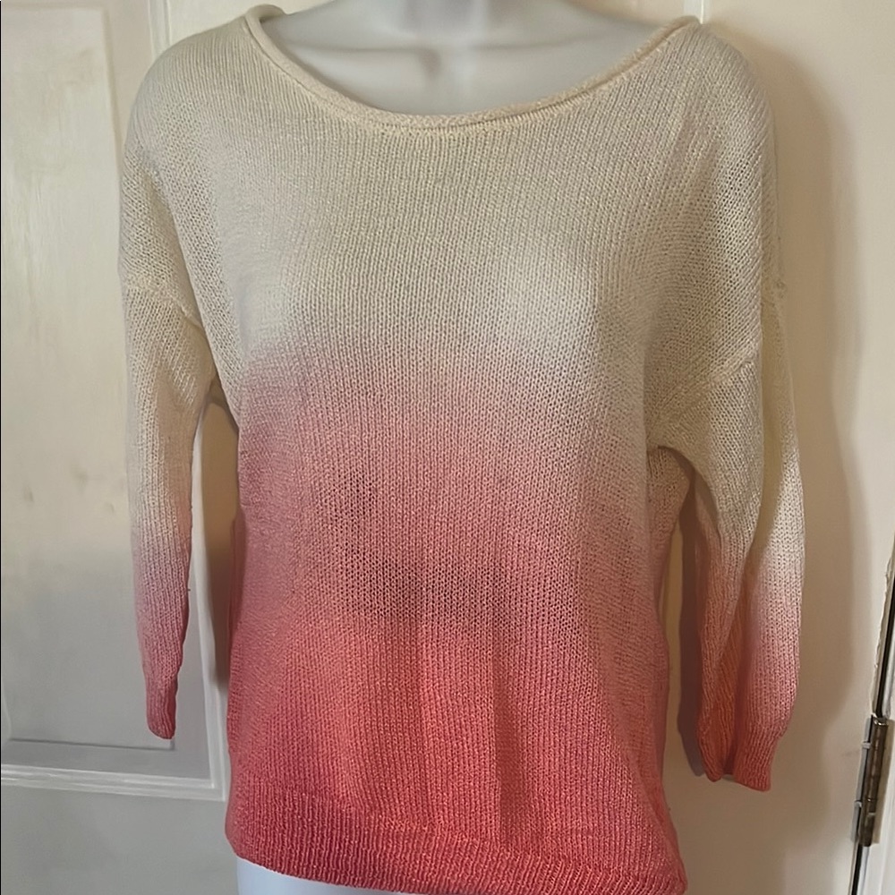 Gradient Knit Sweater - Cream and Pink